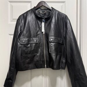J. Crew Black Leather Jacket. Brand new